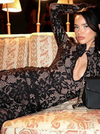 Lace Cutout Bodycon Bell Sleeves Mini&Short Dresses