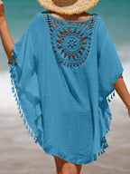 Short, Sexy Beachwear With Small Tassels For Sun Protection.