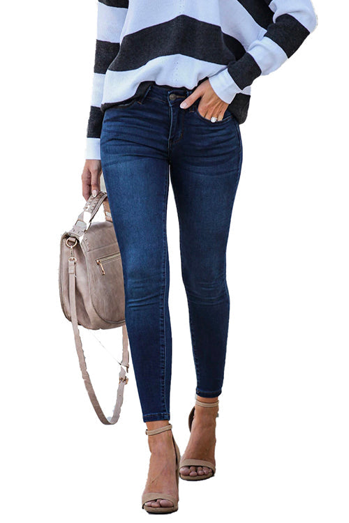 Stretchy Mid Rise Skinny Denim Pants