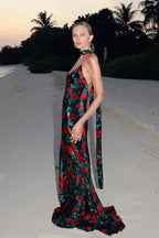 Floral Plunge Low Back Slip Dress