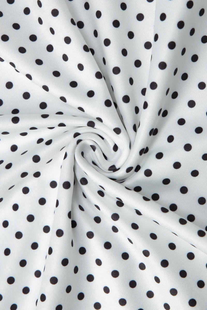 Sweetheart Halter Knot Bodice Mixed Scale Polka Dot Maxi Dress