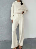 Solid Oversized Hoodie & Drawstring Wide Leg Pants Set