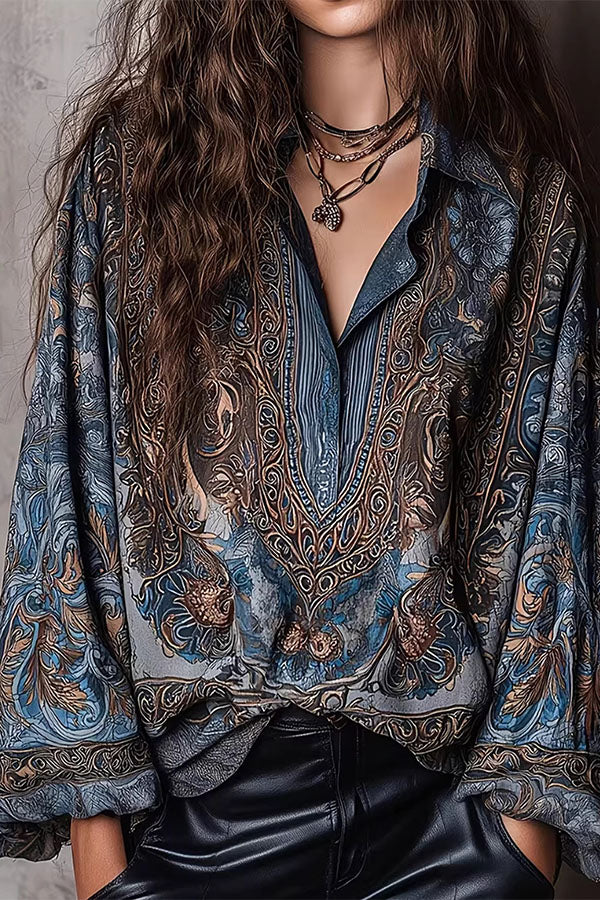 Paisley Jacquard Marble Satin Shirt