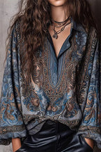 Paisley Jacquard Marble Satin Shirt