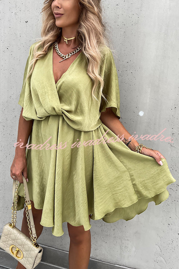 Tell You Something Batwing Sleeve Satin Dress