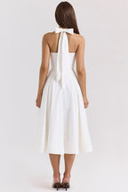 Deep V Halter Backless Maxi Dress