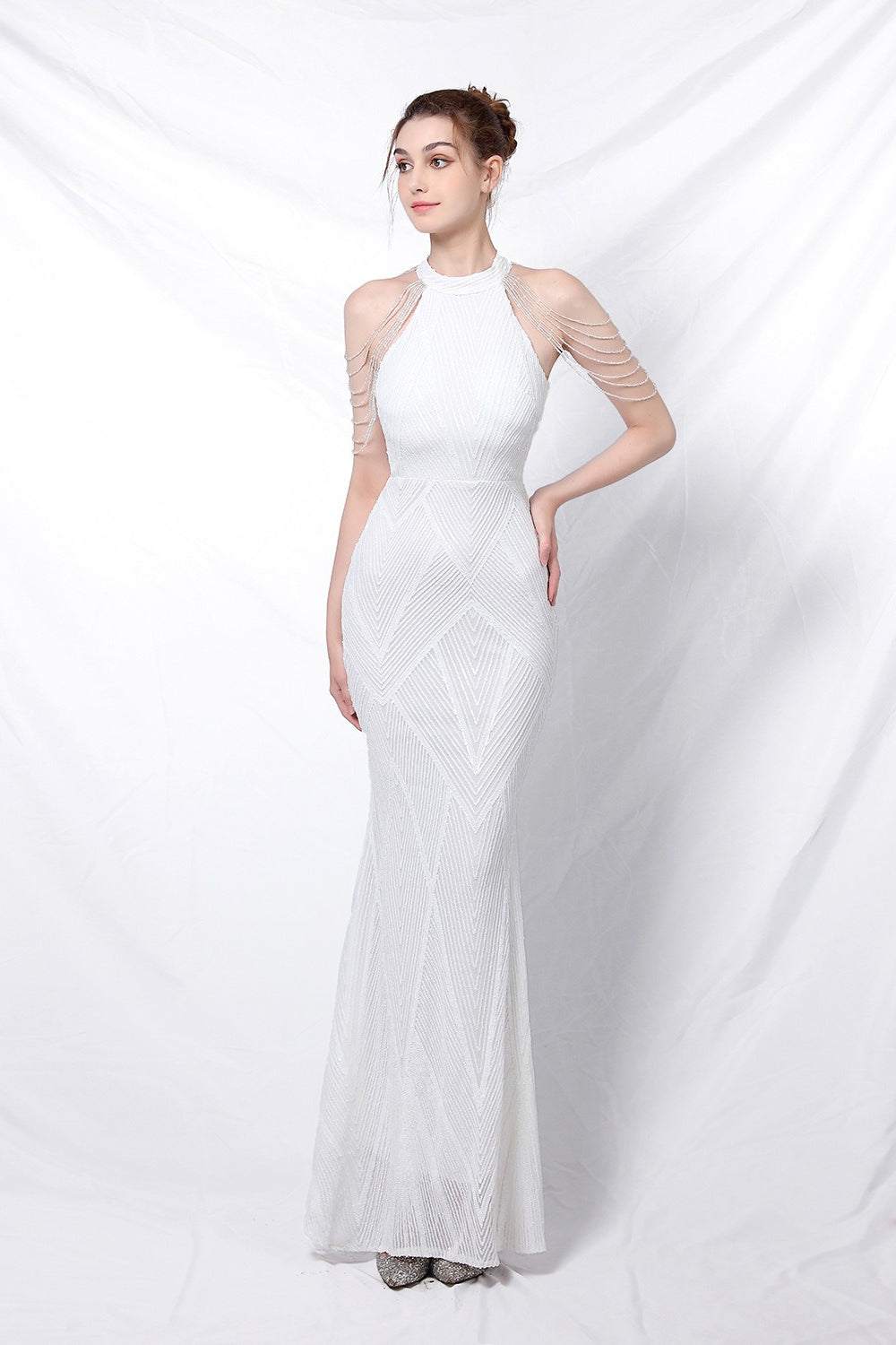 Sequin Halter Mermaid Maxi Dress