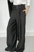 Ruched Ribbon Minimalist Chic Pants
