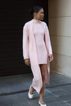 Knit Tank Dress Fitted Long Cardigan Two Piece Set