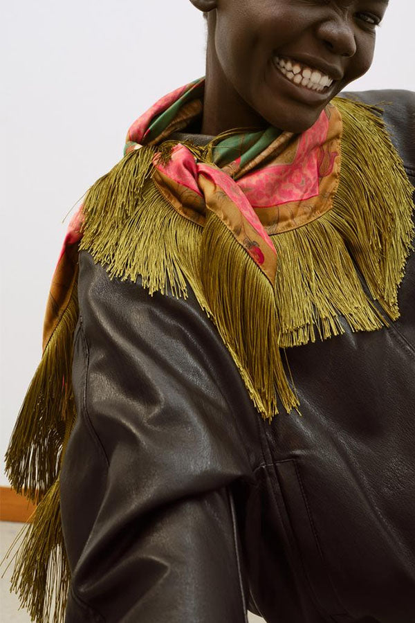 British Retro Diamond Tassel Square Scarf