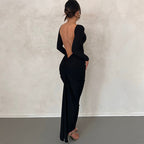 Sexy Backless Solid Color Maxi Dress