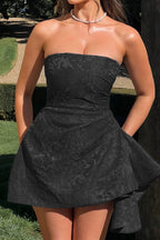 Strapless Jacquard Structured Mini Dress