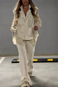 Fashion lar patchwork shirt pants two piece set