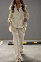 Fashion lar patchwork shirt pants two piece set