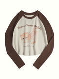 Kitten Print Raglan Long Sleeve Tee