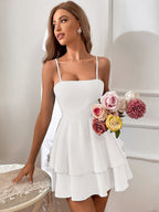 Pure Cotton Backless Bow Tie Mini&Short Dresses