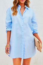 Classic Drop Shoulder Long Sleeves Oversized Blouse Shirt