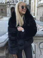 Artificial Fur Hooded Coat Parties Coats