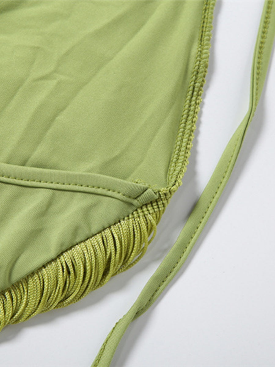 Tassel V-neck Halter Hip-hugging Mini&Short Dresses