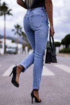 Trendy Distressed Stretch Ripped Denim Pants