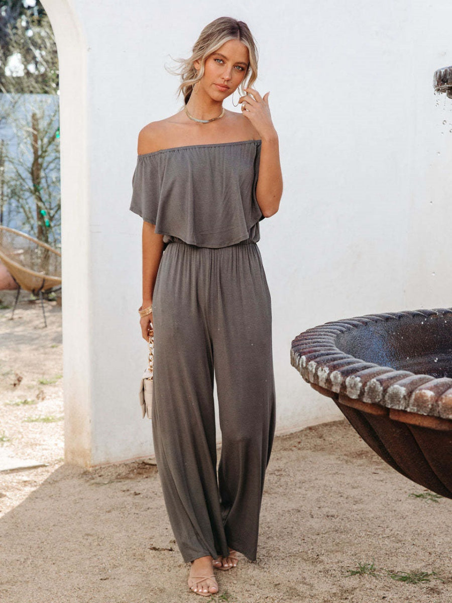 Off Shoulder Backless Loose-fit Leisure Jumpsuits