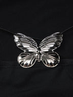 Hollowed-out Backless Design With Butterfly Metal Embellishments Mini&Short Dresses