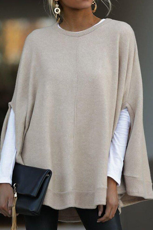 Crewneck Batwing Sleeve Cloak Top