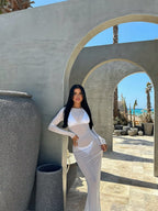 Mesh See-through Off Shoulder Sexy Maxi Dresses