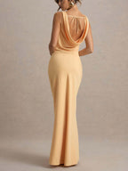 Satin Fitted Bodycon Fishtail Backless Sexy Zipper Maxi Dresses