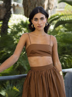 Pure Cotton Strapless Bra Jacket High-waisted Long Skirt Vacation Package 2-piece Sets