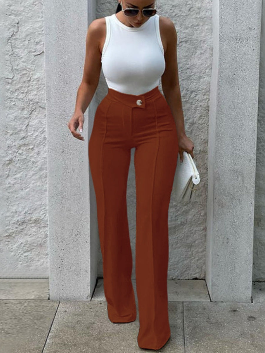 Mildly Spicy High Waist Buttons Wide-leg Pants Pants