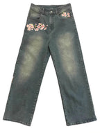 Chinese-Style Prints Boyfriend Jeans
