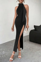 Backless Tie High Slit Dress