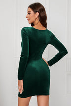 Velvet Sweetheart Long Sleeve Bodycon Mini Dress