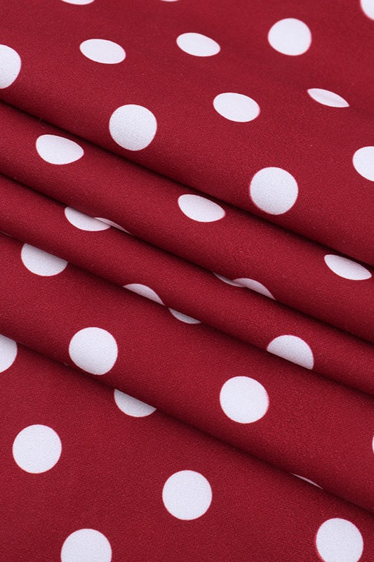 Polka Dot V-Neck Wide Strap Fit and Flare Midi Dress
