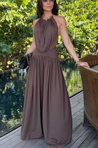 Lightweight Chic Draped High Rise Elastic Waist Wide-leg Pants