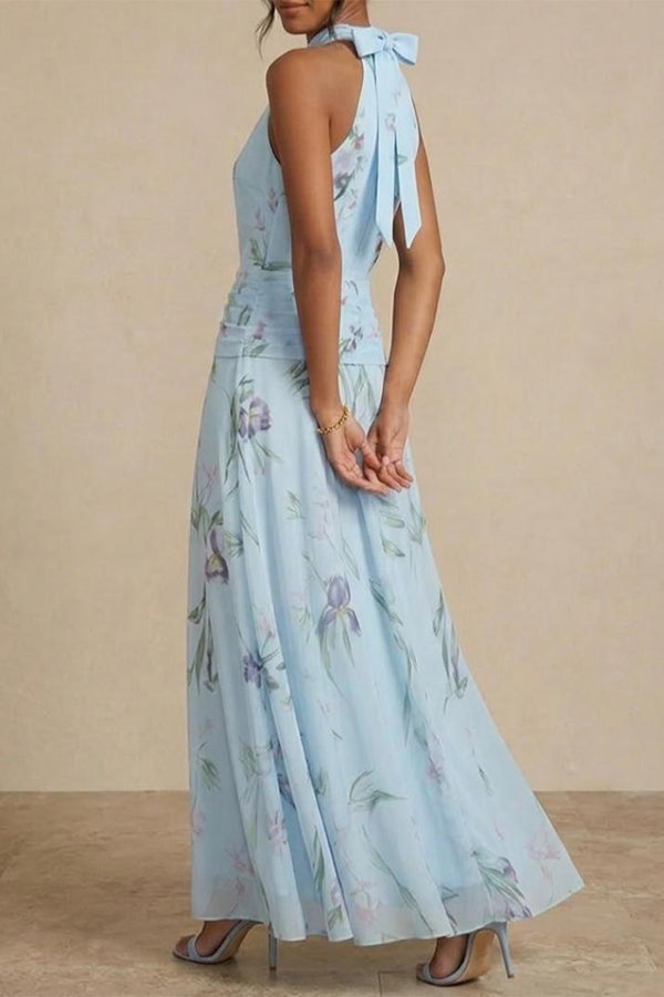 Aria Ruched Halter Floral Dress