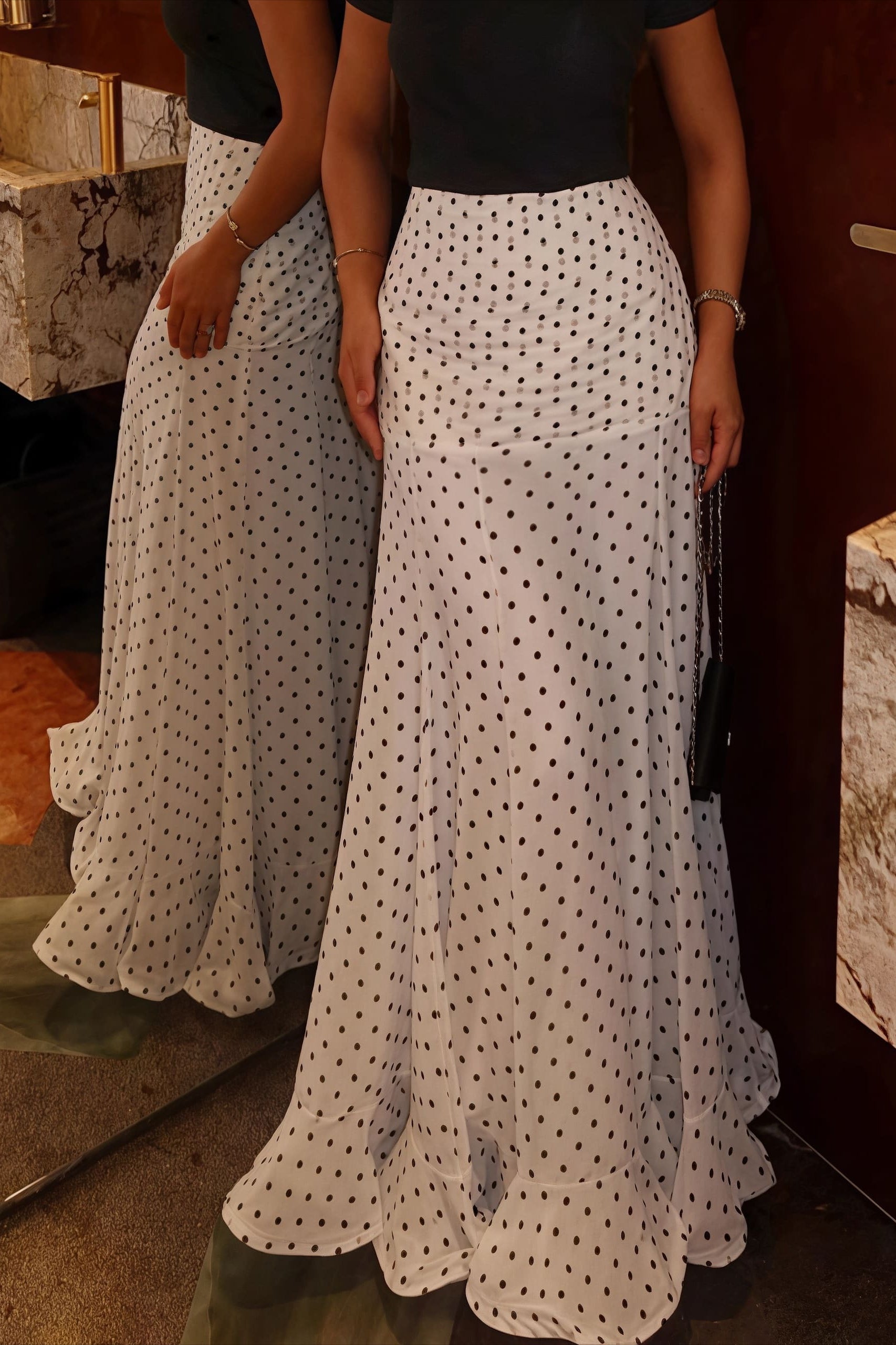 High Waist Polka Dot Hip Long Skirt
