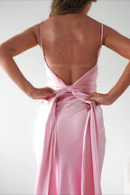 Satin Backless Tie Dress
