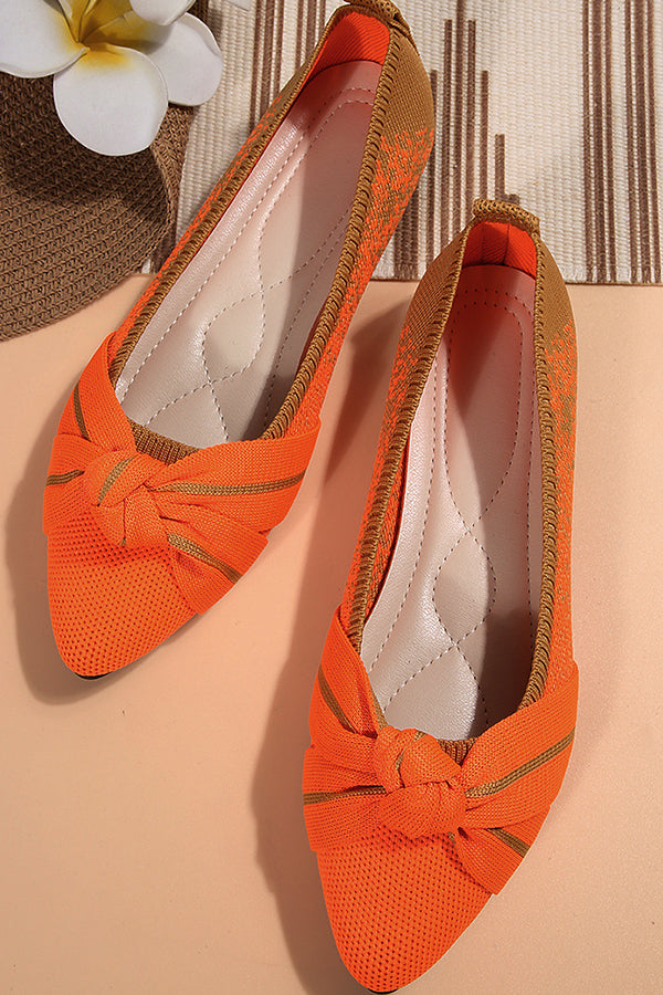 Fashionable Bow Colorblock Casual Flats