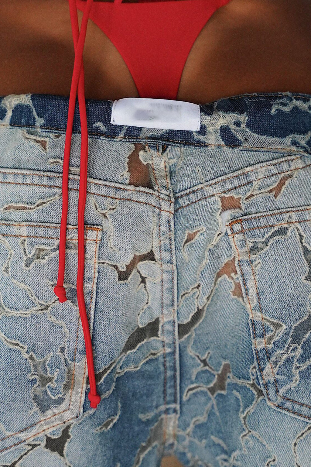 Low Rise Burnout Distressed Wide Jean