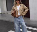| Women’s Cropped Double-Breasted Trench Jacket