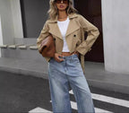 | Women’s Cropped Double-Breasted Trench Jacket