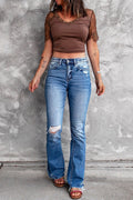 Distressed Bell Bottoms Ripped Jeans