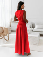 Lace Up V-neck Formal Dress Maxi Dresses