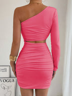 One-shoulder Cutout Fitted Bodycon Short Dress