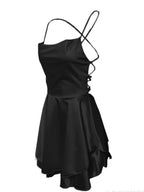 Camisoles Swing Collar Backless Drawstring Mini&Short Dresses