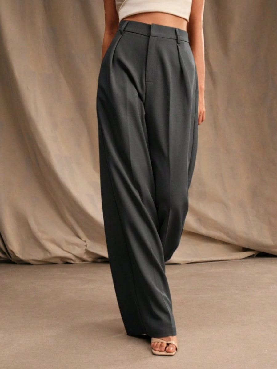 Commuting Loose High-waisted Straight Wide-leg Trousers