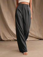 Commuting Loose High-waisted Straight Wide-leg Trousers