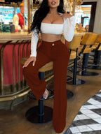 Mildly Spicy High Waist Buttons Wide-leg Pants Pants